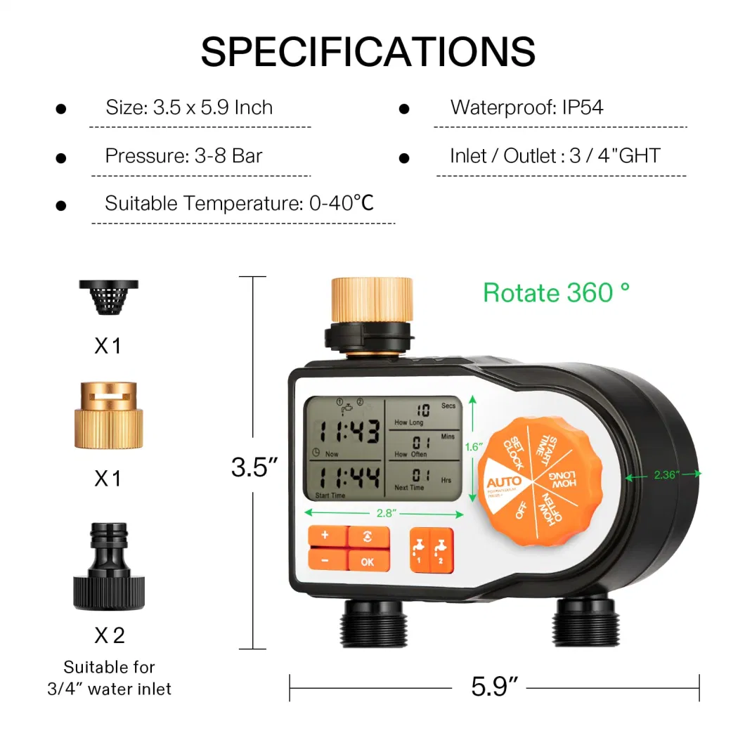 2 Hose Tap Connection Automatic Irrigation System Garden Water Timer