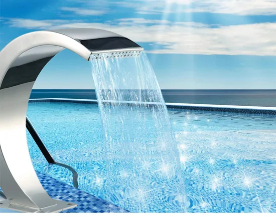 Baobiao OEM Jardin Pulvérisation D'eau SPA Natation Accessoire Hors Sol En Acier Inoxydable Ruban Fontaines Cascade Piscine avec Télécommande